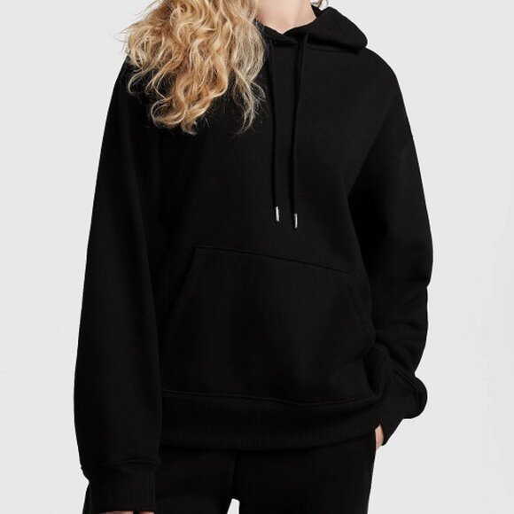 Pink Victoria's Secret Tops - PINK VICTORIA'S SECRET BLACK OVERSIZED PREMIUM FLEECE PULLOVER HOODIE SZ XXL~NEW